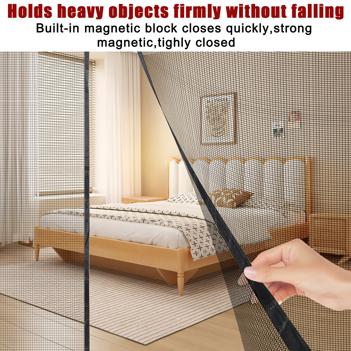 Magnetic Screen Door Mesh Curtain Heavy Duty Mosquito Net Bug Hands Free Closer