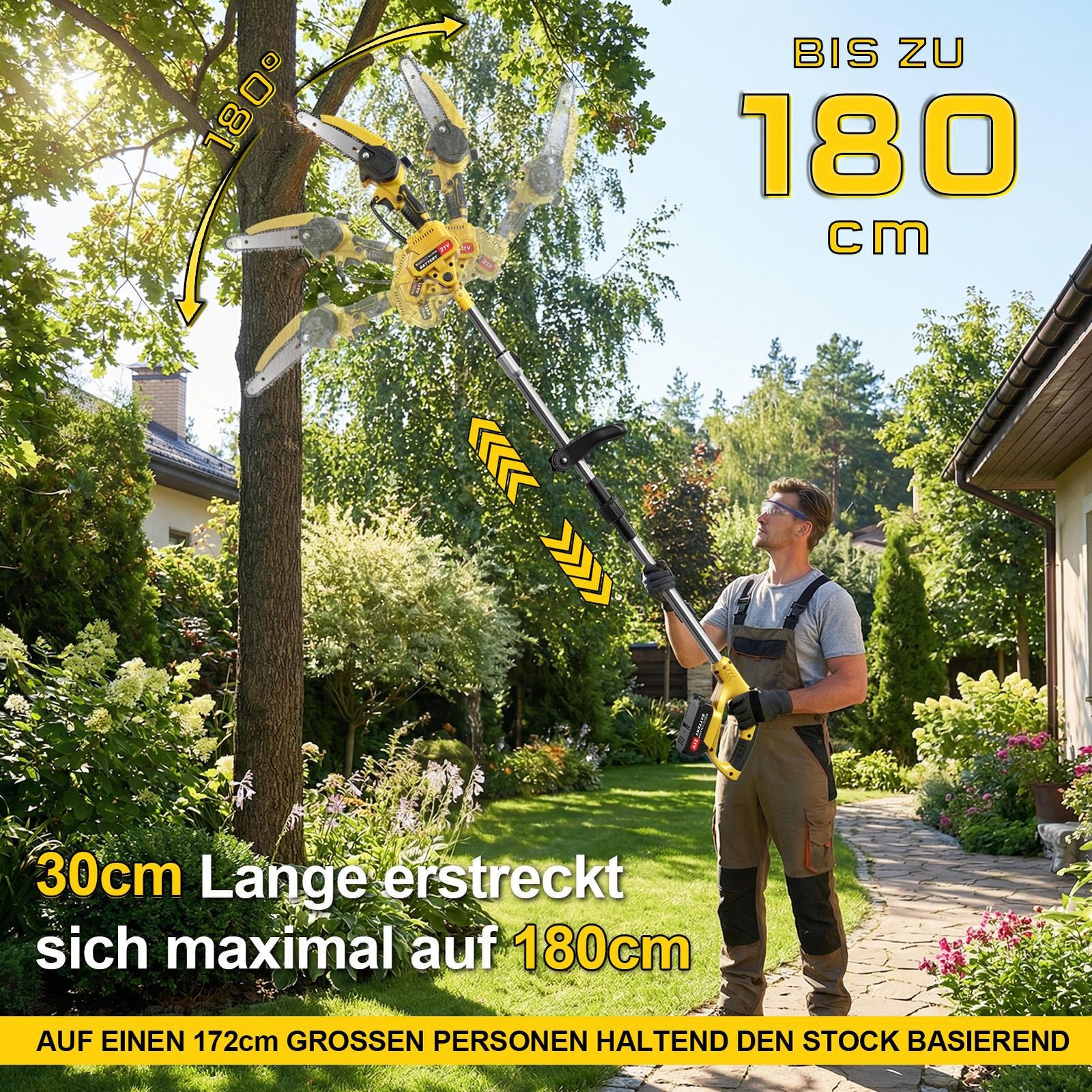 Telescoping High Pole Chainsaw Pruning Electric Pruner Garden Tree Branch Saw