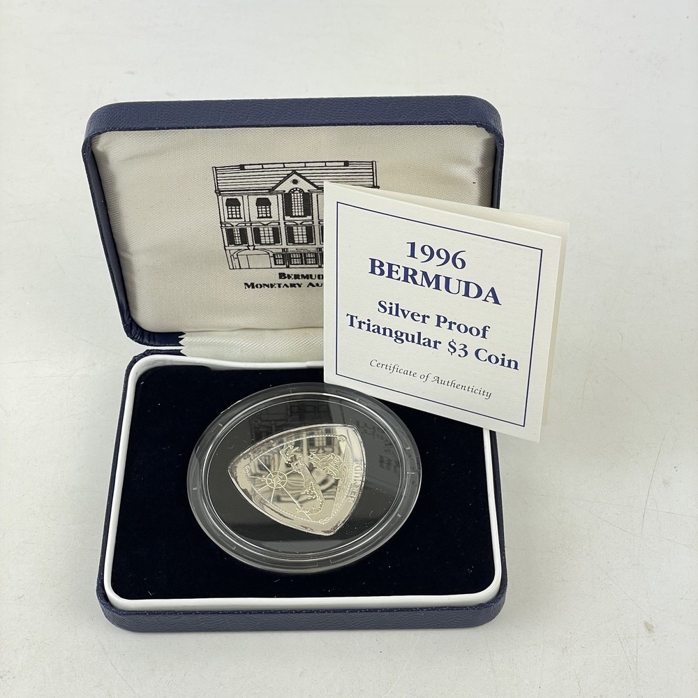 1996 Bermuda Silver Proof Triangular $3 Coin Cased
