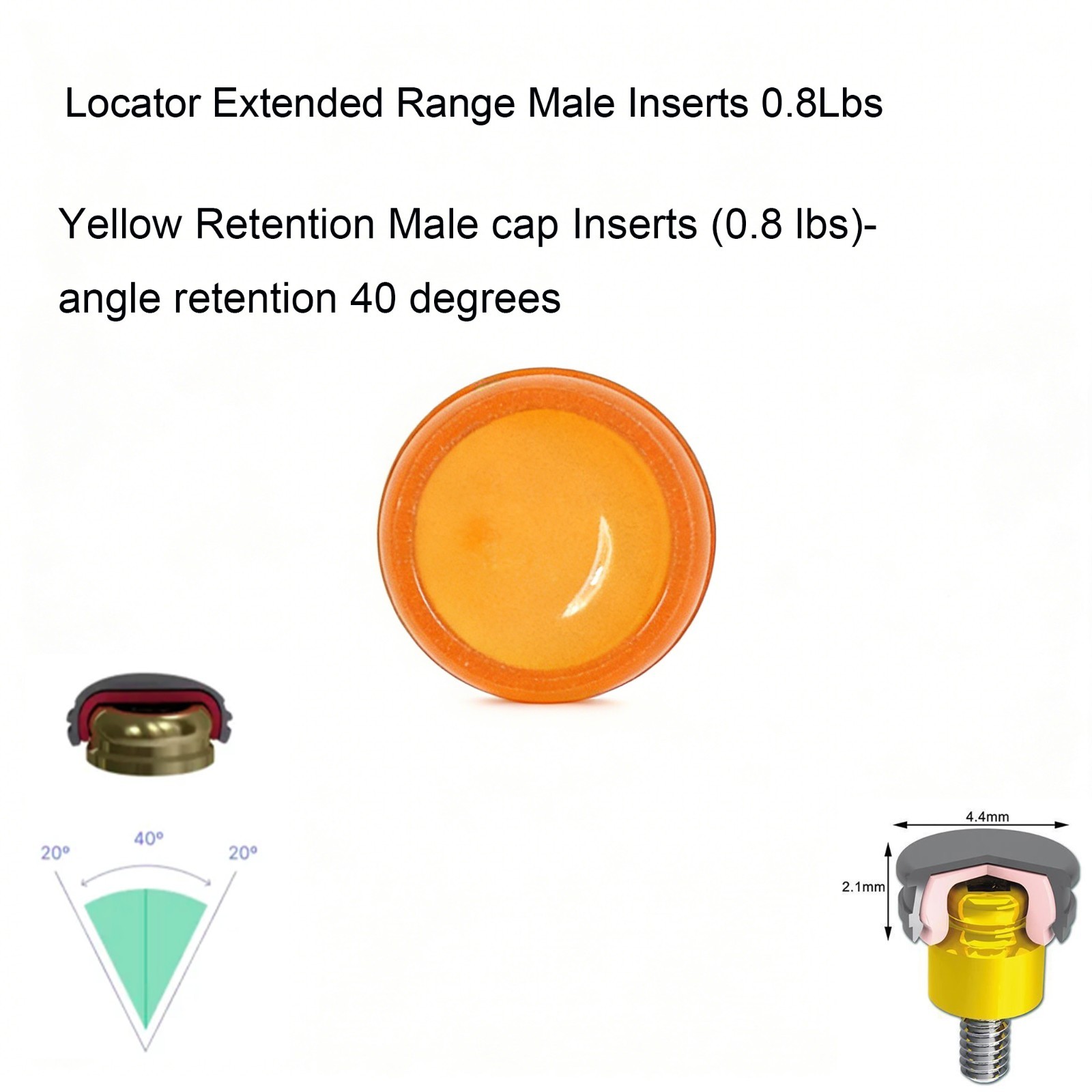 US Dental ZEST Locator Standard Extended Range Male Cap Black Processing Inserts