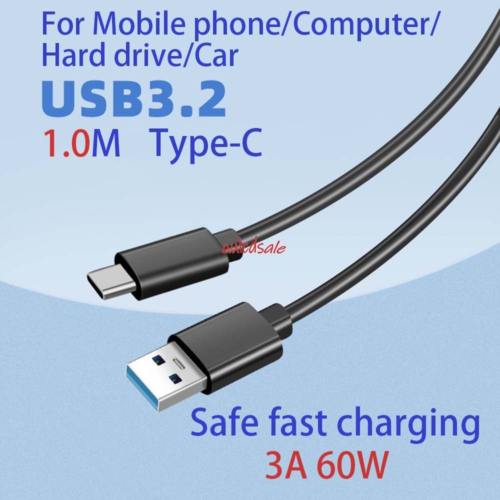 USB3.2 Gen2 Type A to USB C 10Gbps Cable Type C Data Cable 60W PD Fast Charging