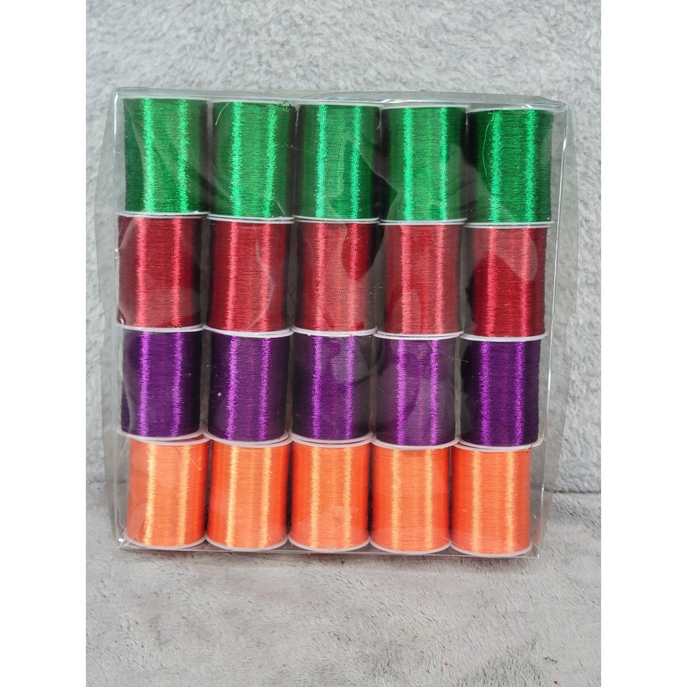 Sparkle Thread Set Metallic Red Green Purple Orange Crafting Sewing Thread