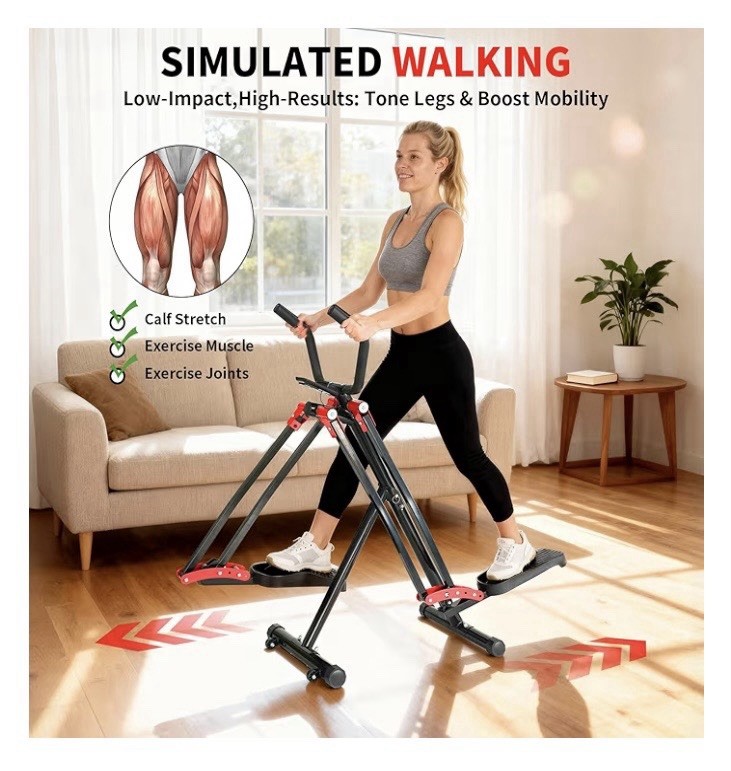 GONGDUN Stepper Exercise Machine Black LCD Display Space-Saving 330 lb Capacity