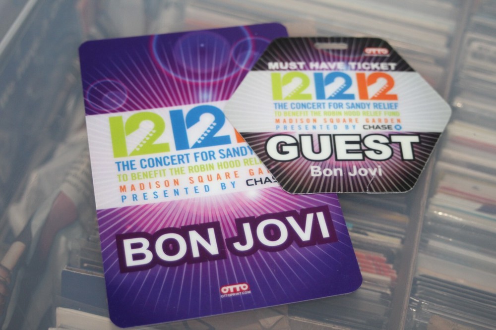 Sandy Relief  Plastic Backstage Pass - 2x Bon Jovi