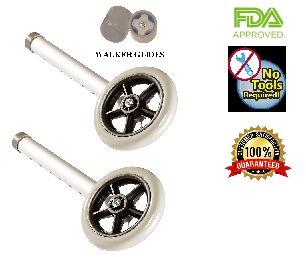 Walker Wheels Replacement Kit  W/glide 1/pr Comparable to Invacare & Drive