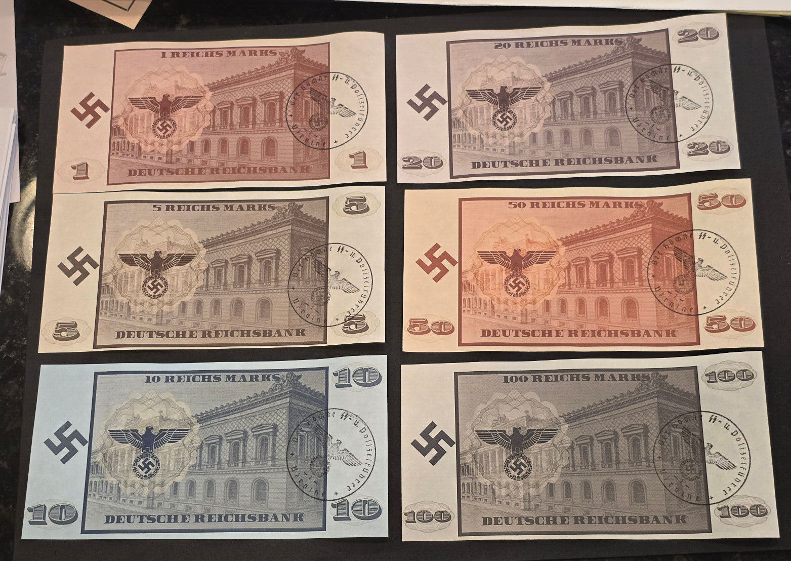 THIRD REICH CURRENCY Adolf Hitler Banknotes Reichsbanknotes x 1,5,10,20,50,100