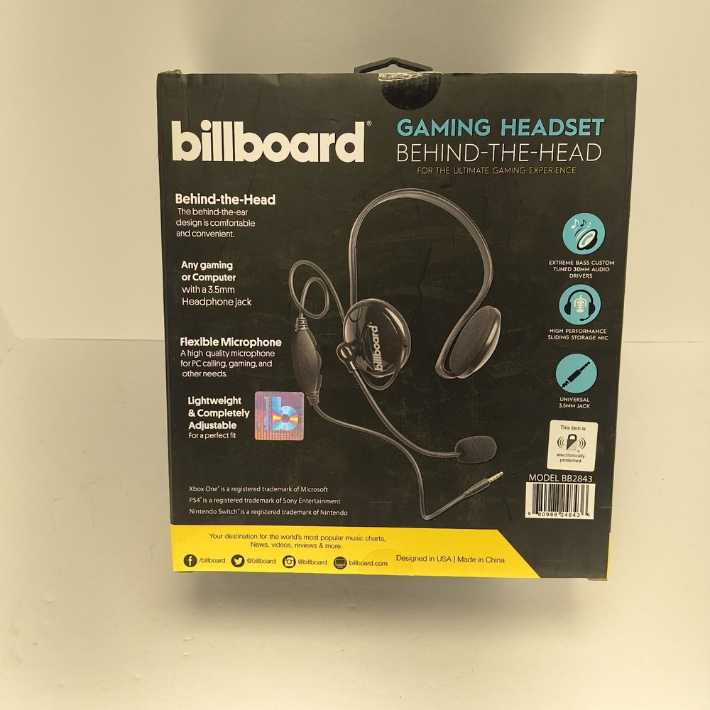 Billboard High Performance Gaming Headset Black Overear Adjustable Switch/PC/PS4