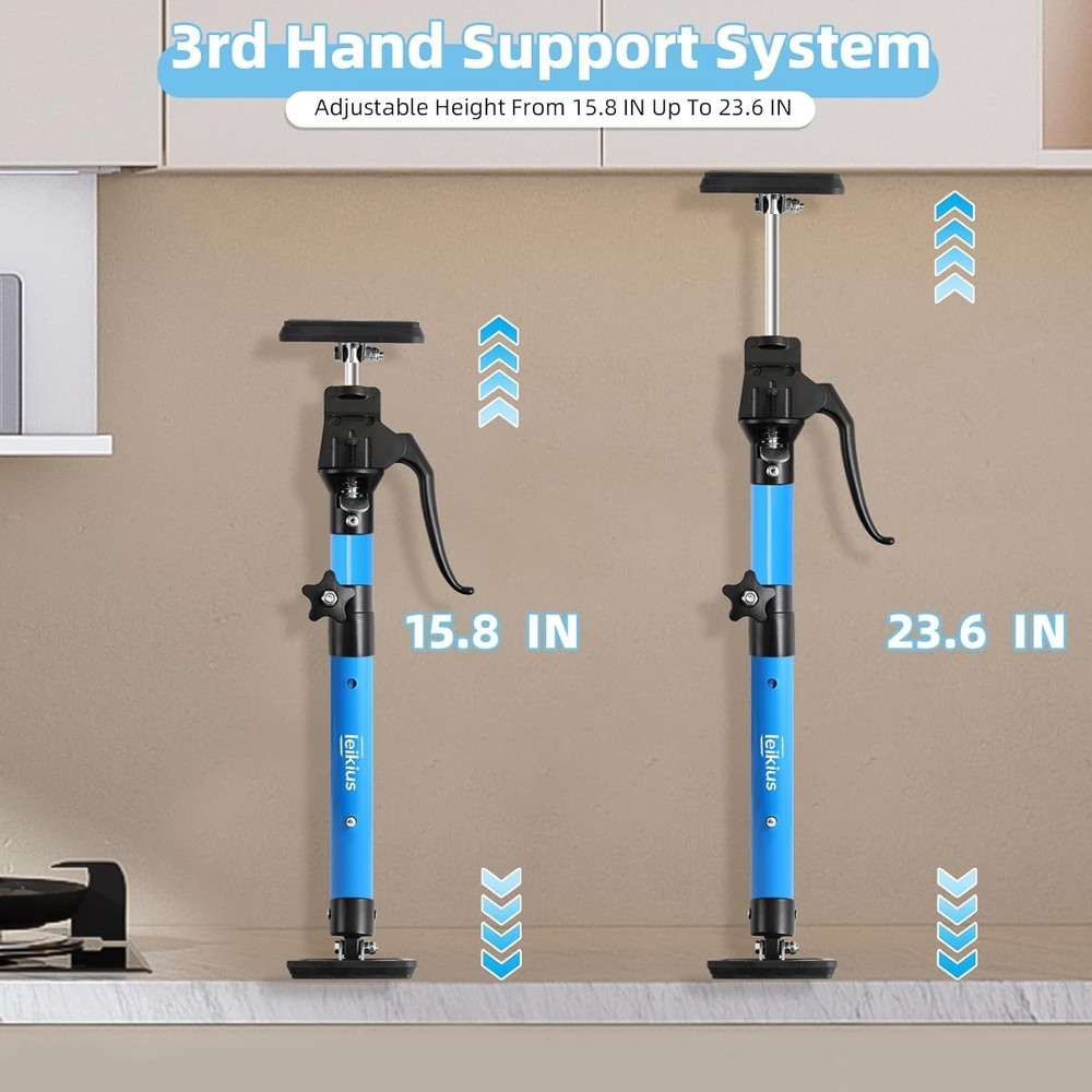 Adjustable 3rd Hand Cabinet Jacks - 2PC Support Poles for Quick Installation