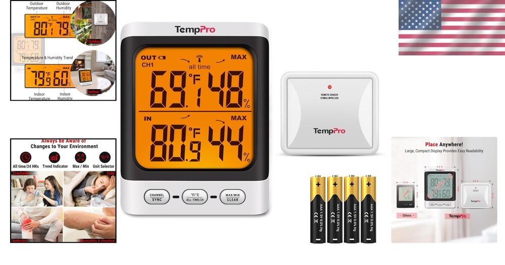 Weather-Resistant Wireless Thermometer – 500 ft Range and Cold-Resistant Sensor