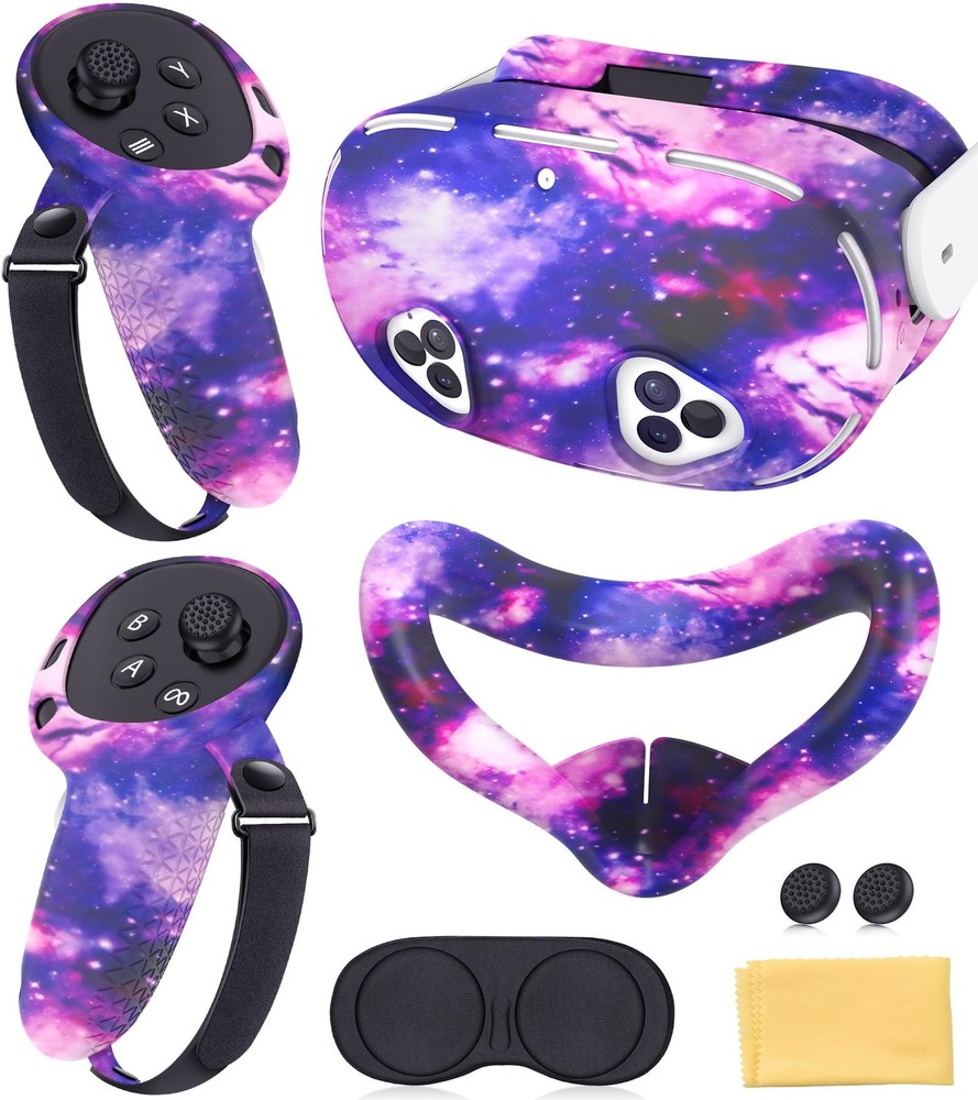 Silicone Cover Set Compatible with Meta Quest 3S Accessories, VR Protector Fa...