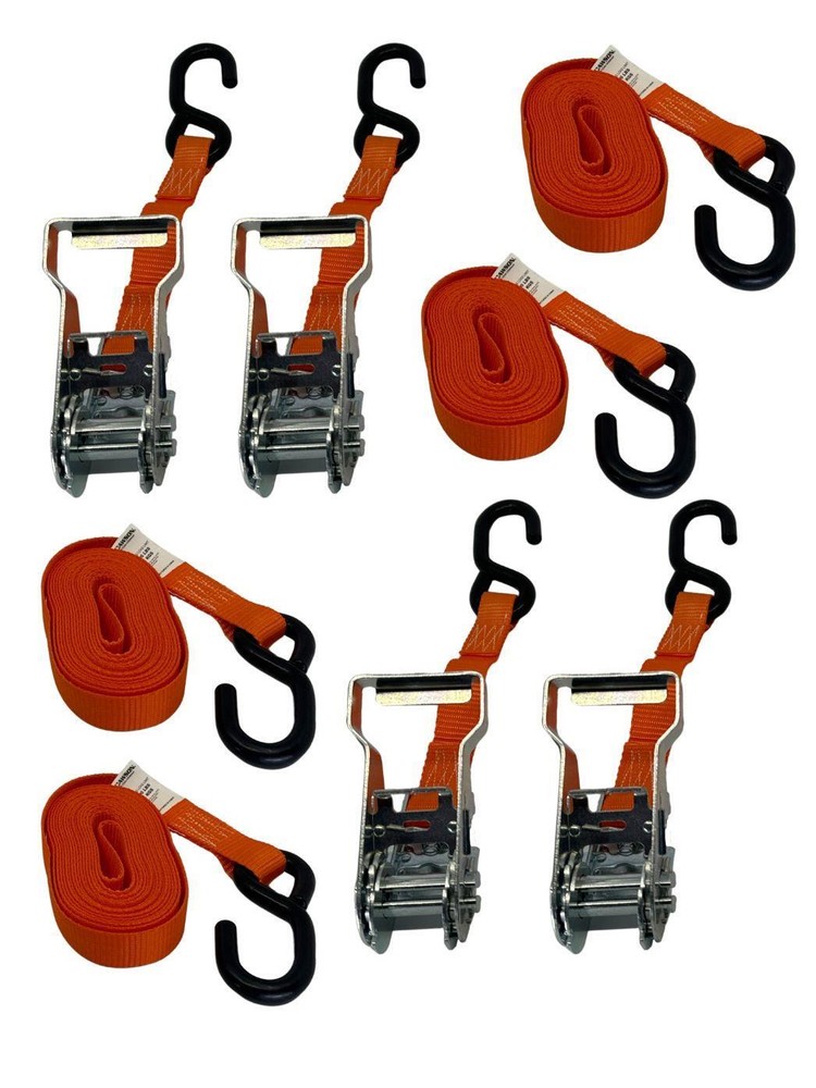 1"X16' Ratchet Strap with S-Hook 4 Pack