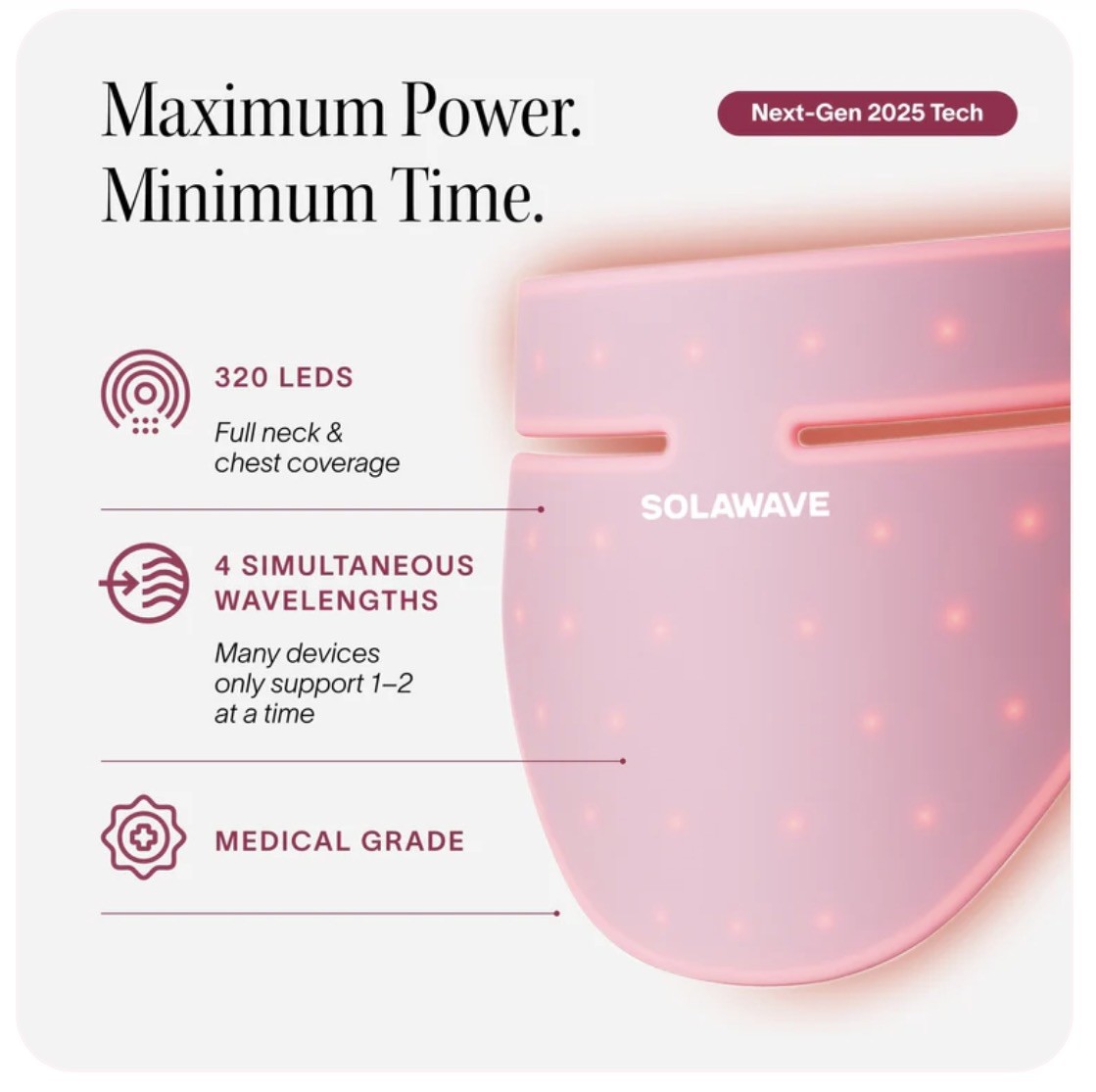 Solawave Neck & Chest LED Red Light Therapy Mask Radiant Renewal NEW SEALED