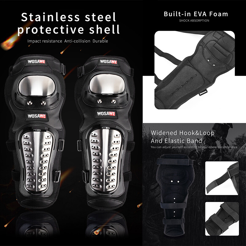 WOSAWE Motorcycle Elbow Pads Motocross Elbow Guard Stainless Steel Arm Protector