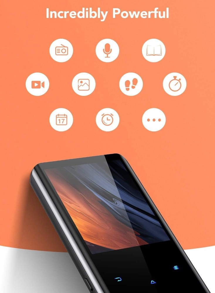 Expanded 128GB Bluetooth MP3 Player with Curved Screen—Lossless Audio Experience