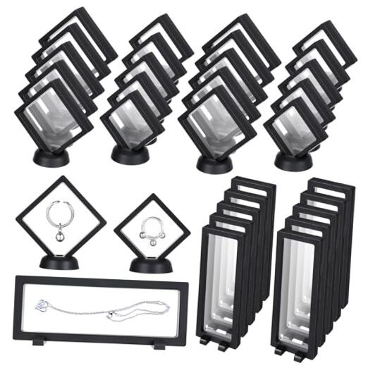 30 Pack 3D Floating Display Stand Floating Frame Display Case Coin Black