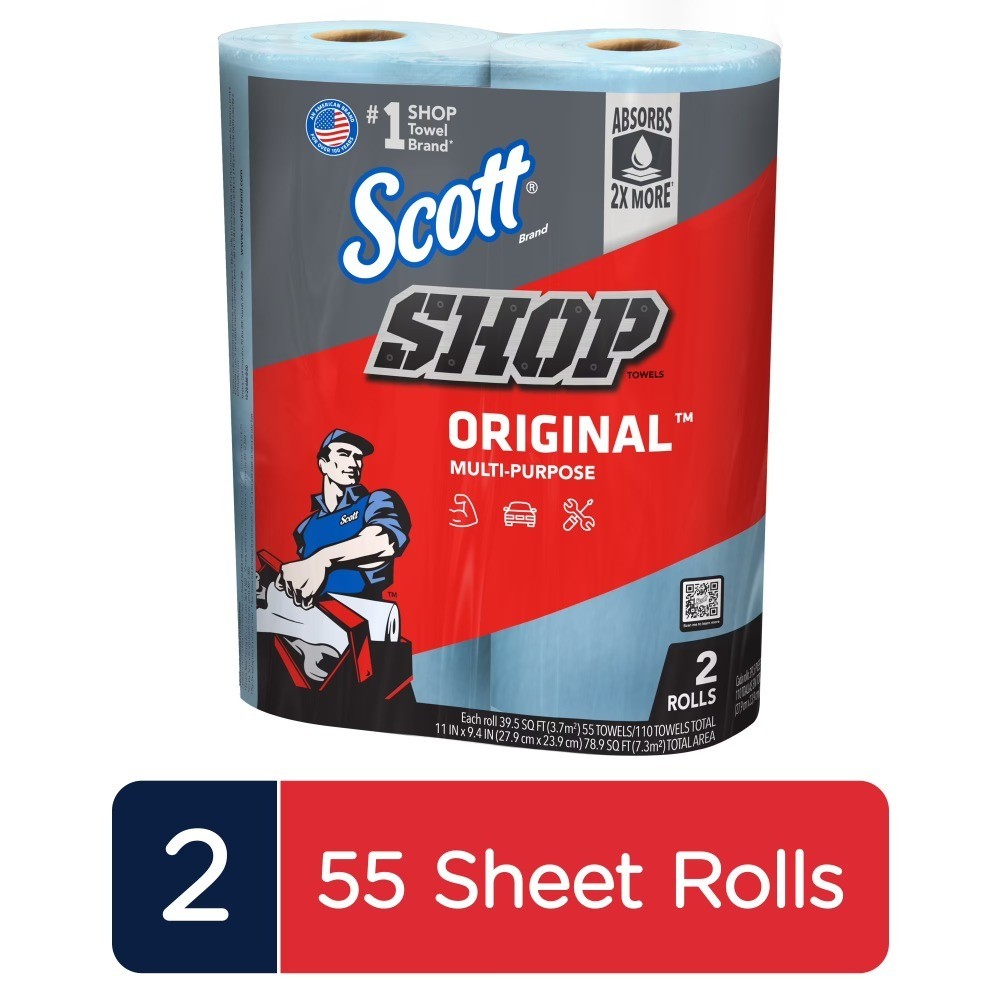Multi-Purpose Shop Towel 2 Rolls 55 Sheets Per Roll 110 Total Sheets
