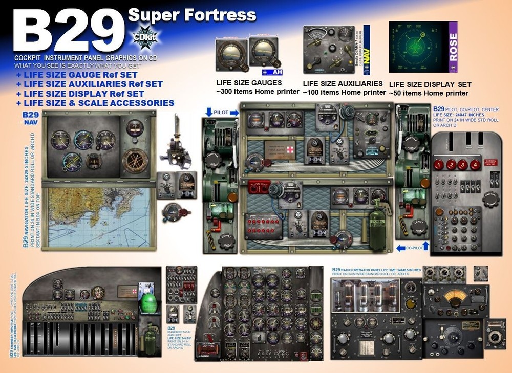 B29 SUPER FORTRESS COCKPIT instrument panel CDkit