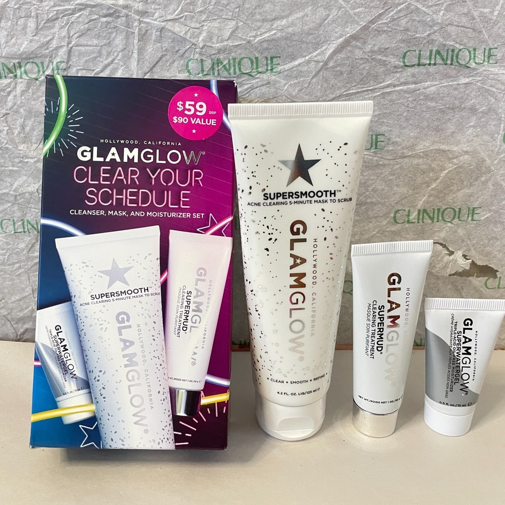 Glamglow Clear Your Schedule Cleanser, Mask, Moisturizer Set