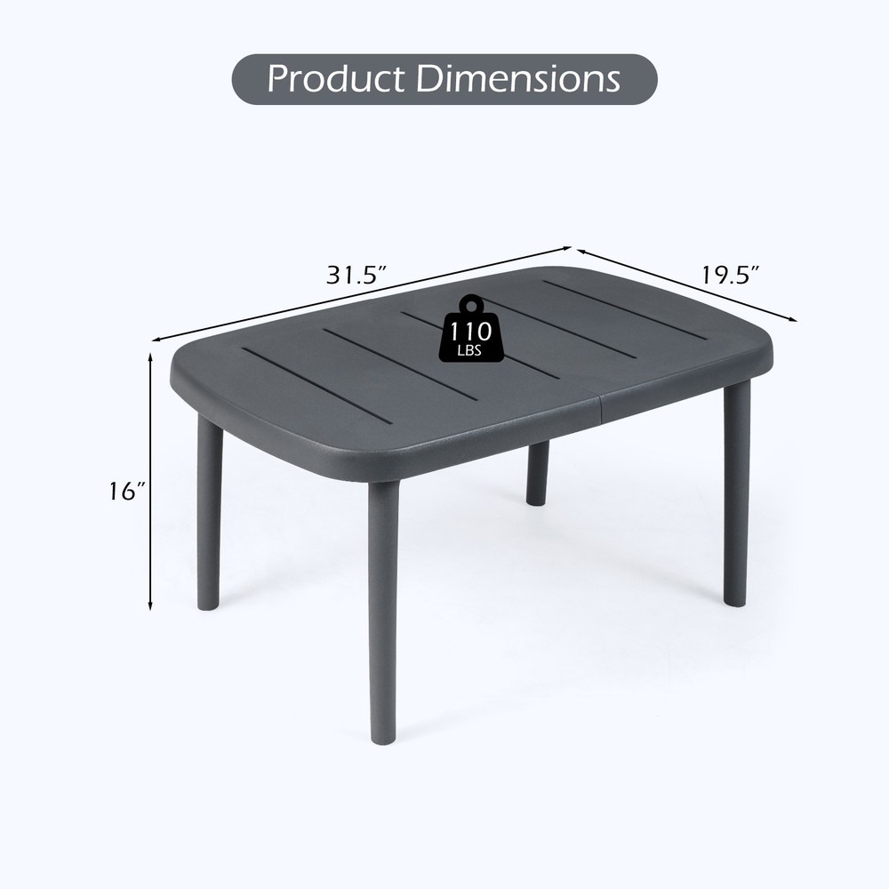 Outdoor Coffee Table, Rectangular Patio Storage Table with Aluminum Alloy Rods