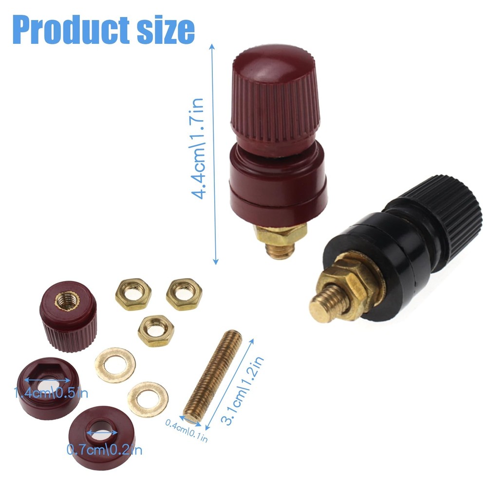 1/4" Copper Battery Terminal Studs, M6 Power Junction Post Connectors Kit 2Pcs