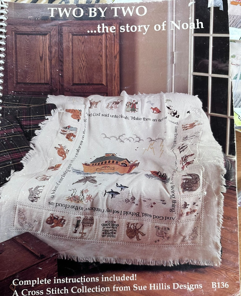 Alphabet Afghan ecru fabric plus Two by Two chart