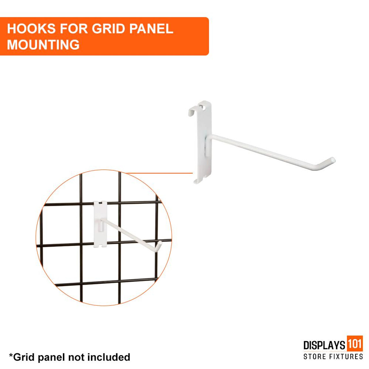 12" Gridwall Hooks White Hooks For Grid Panel Displays
