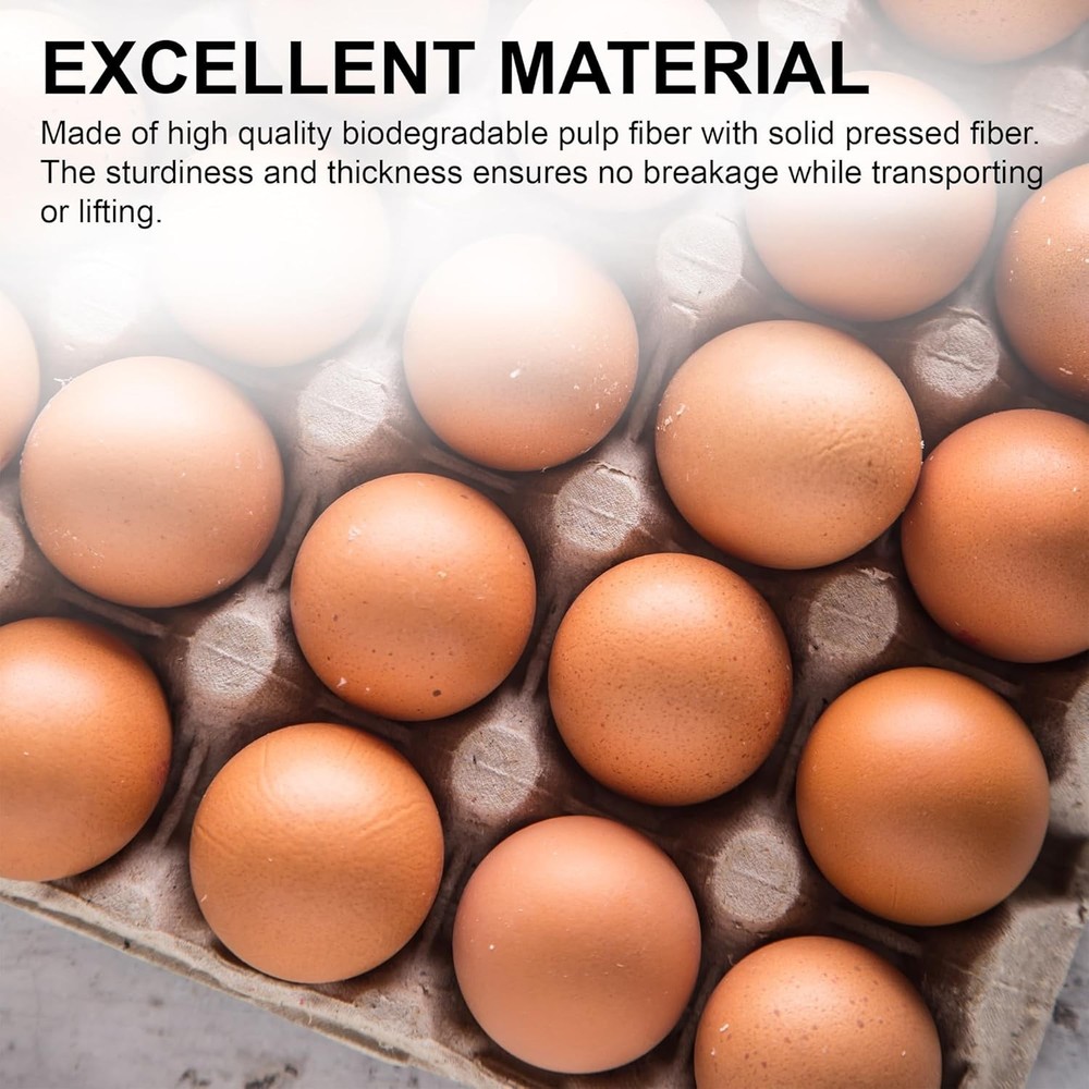 30 Egg Flat Tray Pulp Fiber Reusable Stackable Extra Large Egg Crate Made in USA