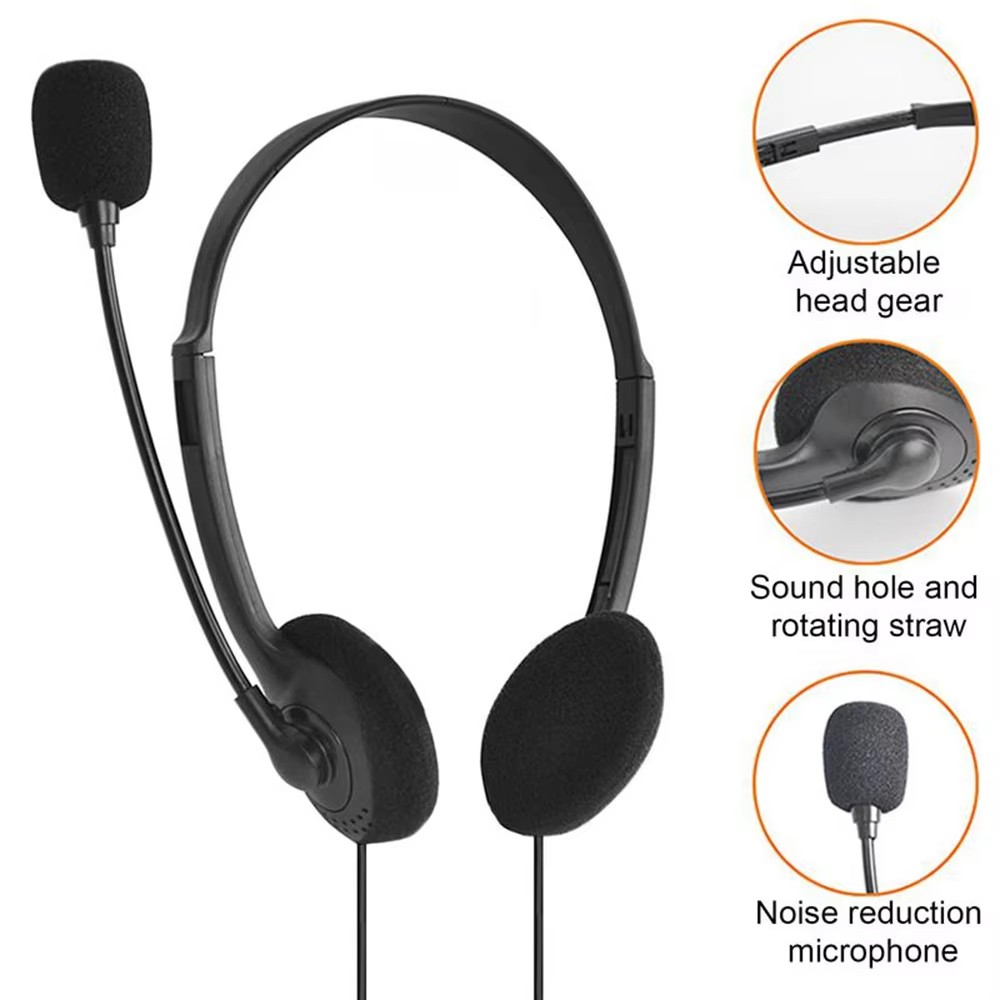 USB Headset Headphone Microphone Noise Cancelling For PC Computer Call Chat
