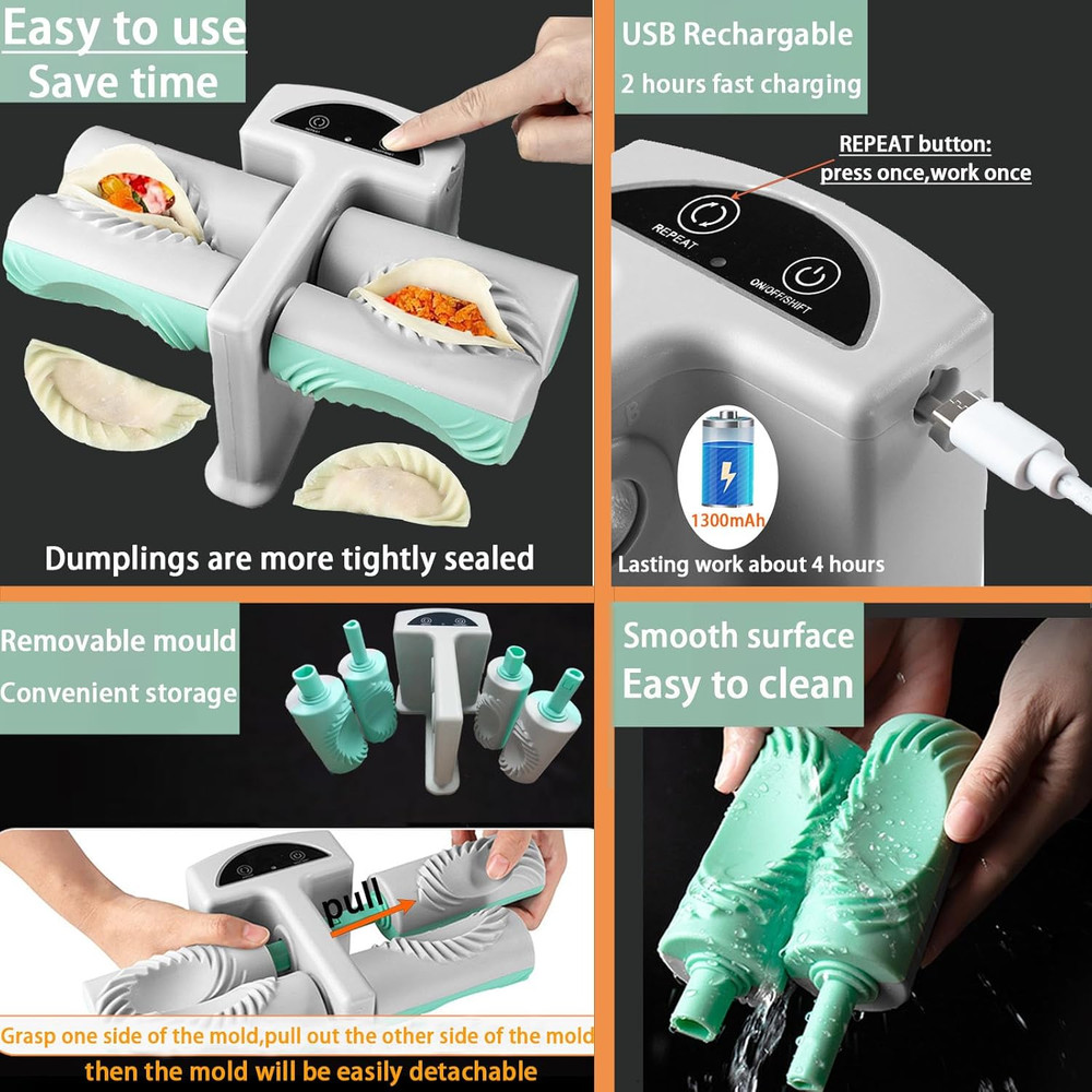 Electric Dumpling Maker Two Sizes Double Head Automatic Electric Dumpling Maker