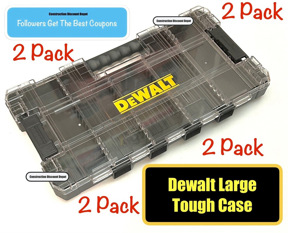 2 Pack Dewalt Black Large Tough Case Bit Holder Storage Organizer STACKABLE