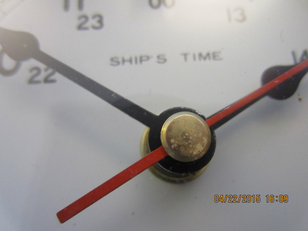 NAUTICAL, OAK SHIP'S WHEEL, WITH BRASS CLOCK