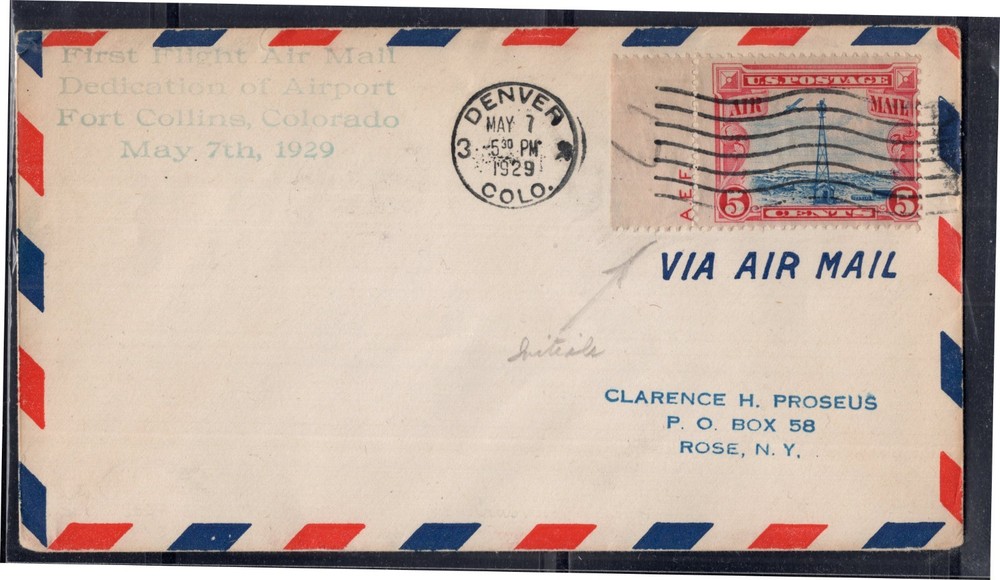U.S. - C11 - First Flight Air Mail - With siderographers initials (A.E.F.)