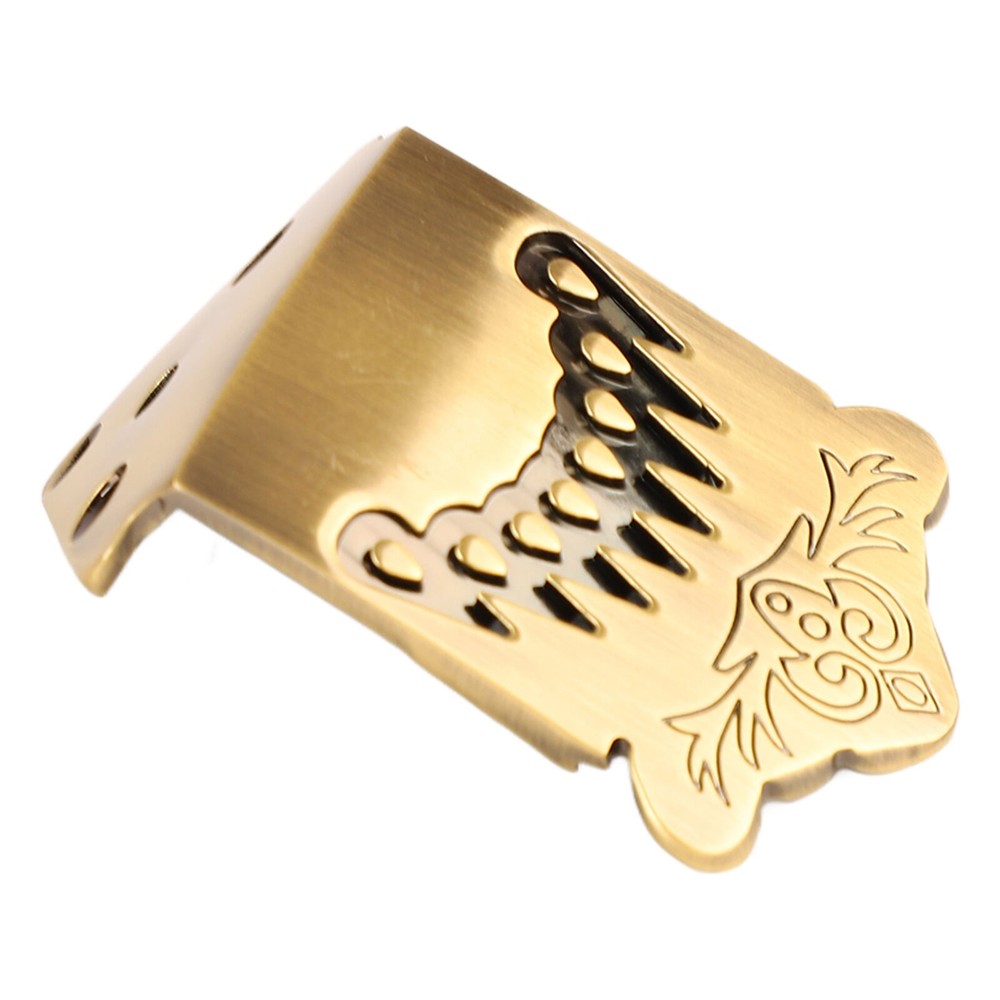 8 String Mandolin Tailpiece Feather Pattern Excellent Metal Bronze Color