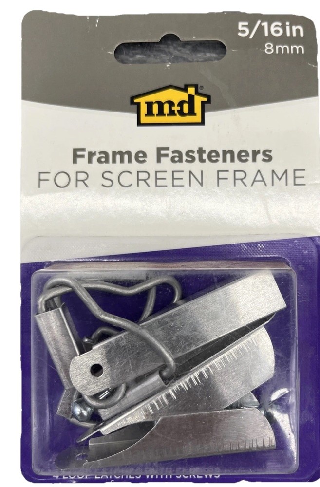 M-D frame fasteners for screen frame 5/16". 4 screen hangers, 4 loop latches