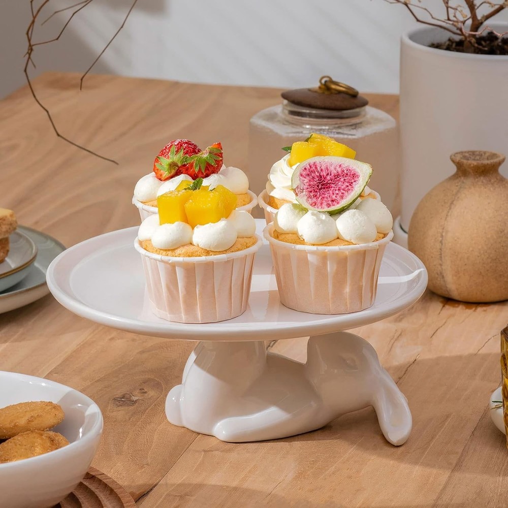 Cupcake Stand, Easter Decorations, Ceramic Dessert Plates for Eggs and Cookie...
