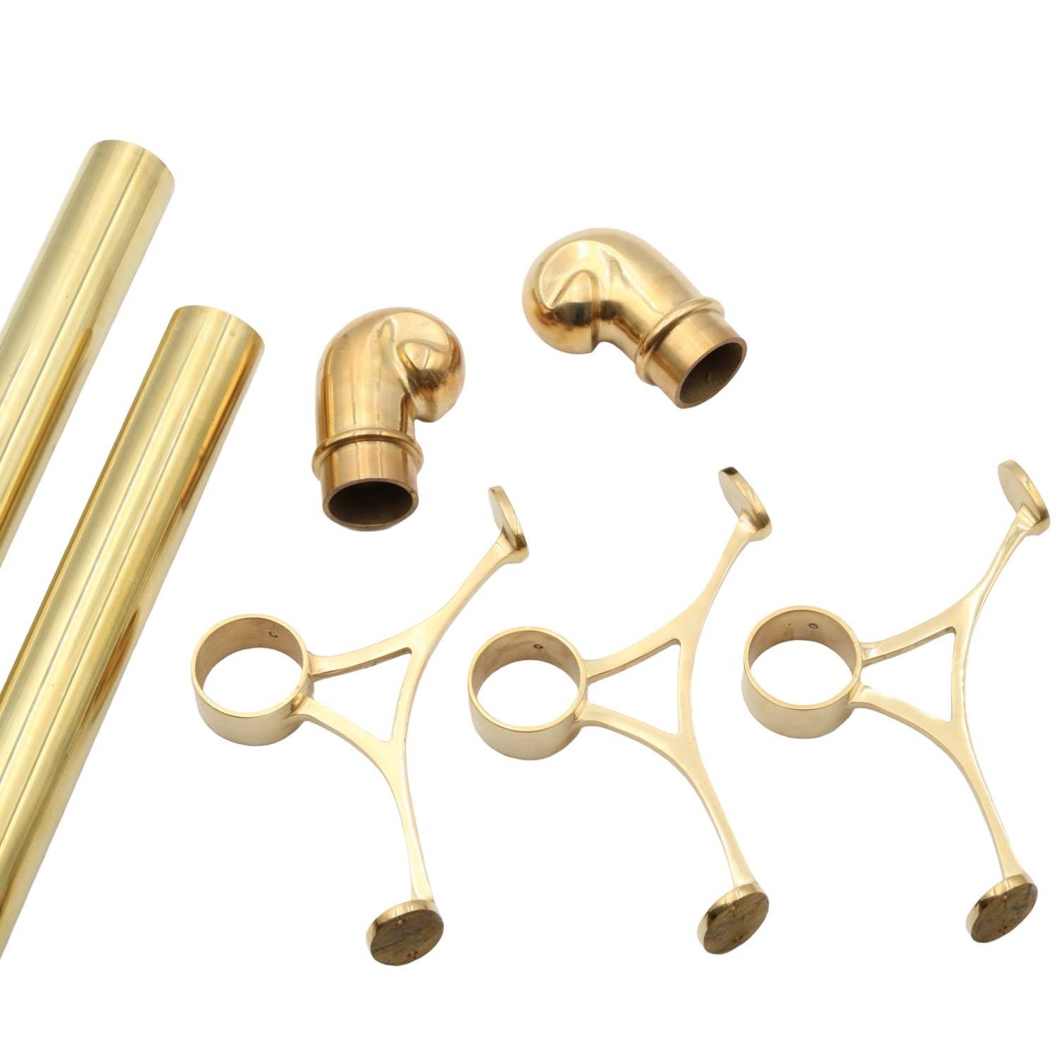 6 Foot Long Brass Bar Rail Kit 2 Inch Diameter