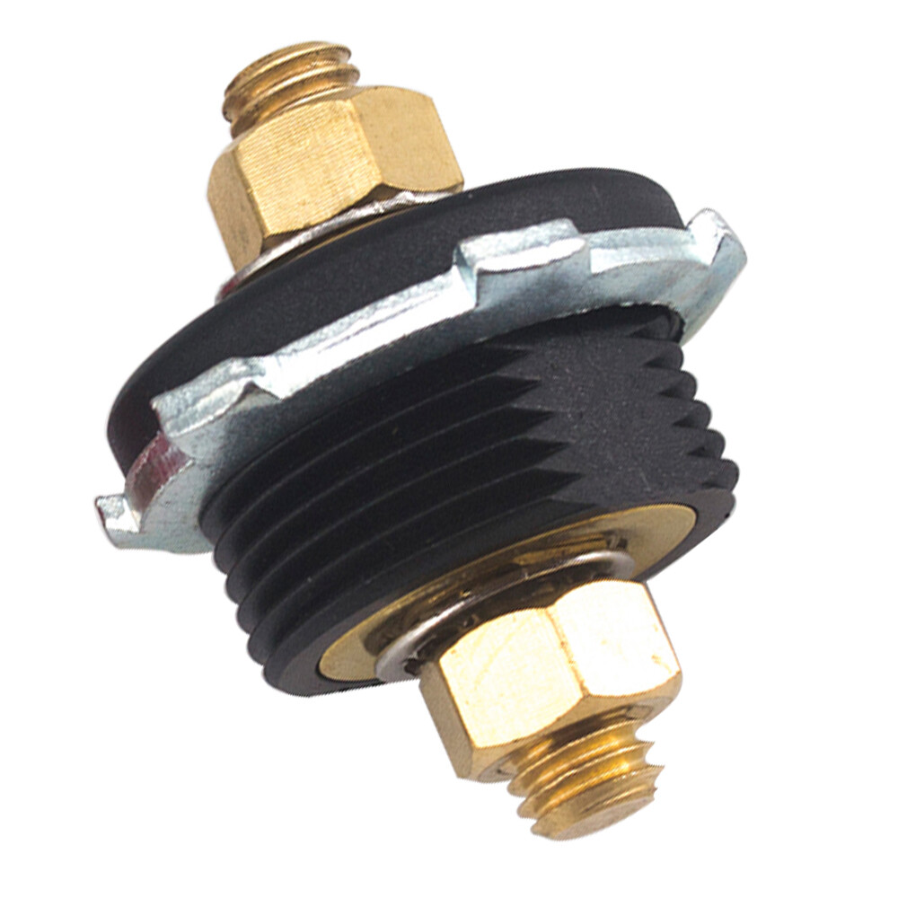 Thru Panel Battery Cable Bulkhead Connector Negative Black 3/8'' Terminal Post