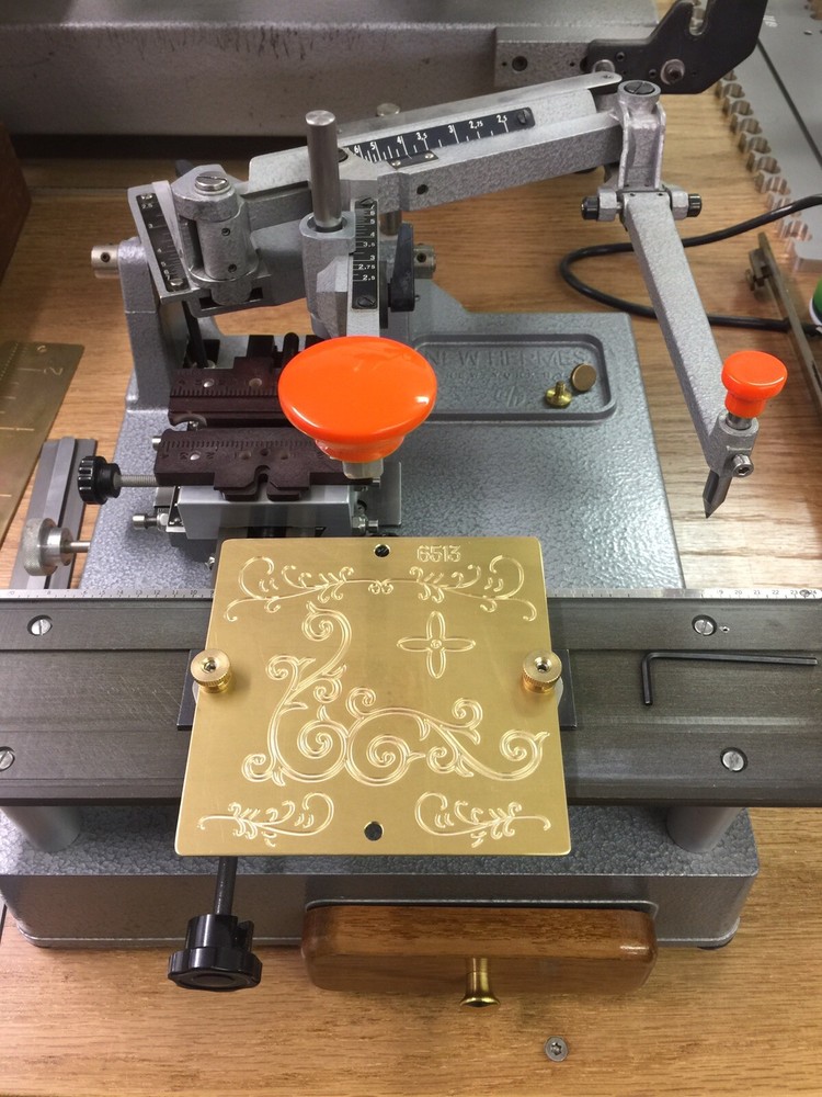 MULTI DIRECTION SCROLL WORK SOLID BRASS ENGRAVING PLATE FOR NEW HERMES FONT TRAY