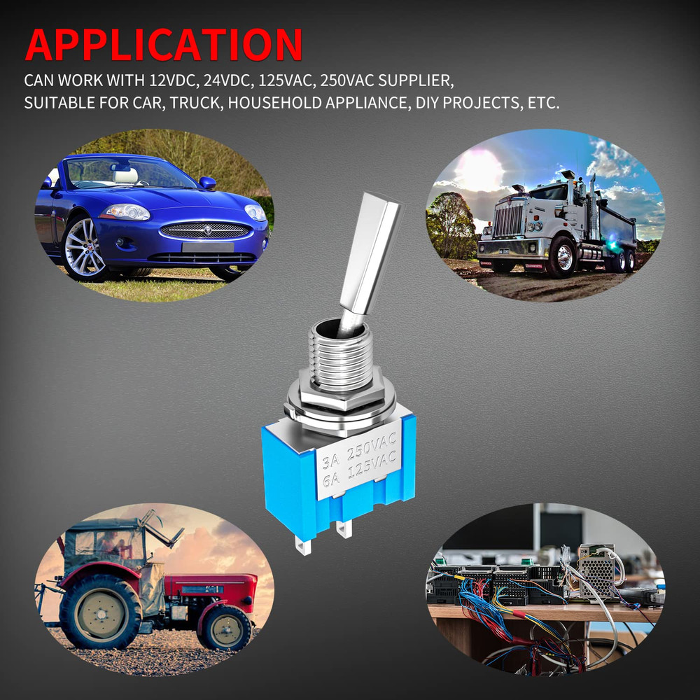 Mini Toggle Switch SPST Miniature Small Flat Toggle Switch On/Off 2 Position 2 P