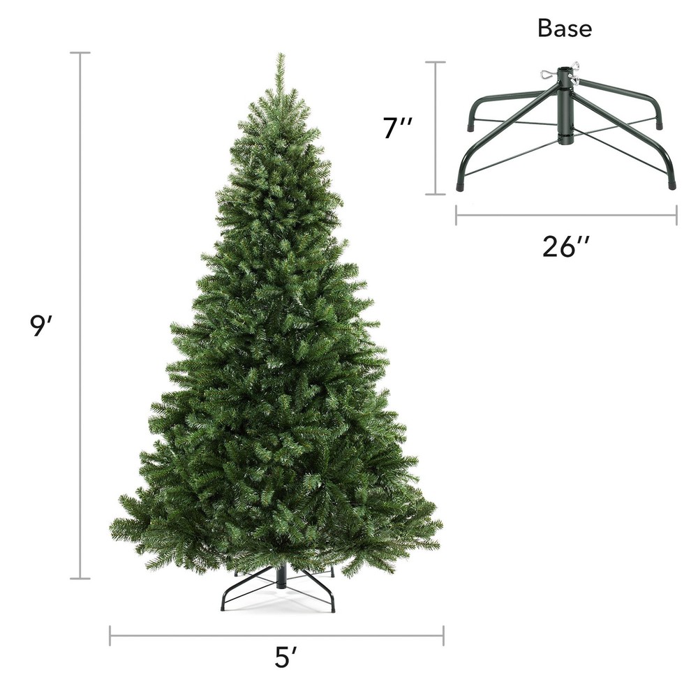 OPEN BOX - 9 ft Spruce Hinged Artificial Christmas Tree with Foldable Stand