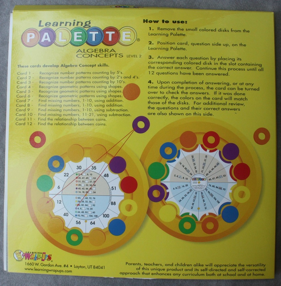Learning Palette Algebra Concepts level 2