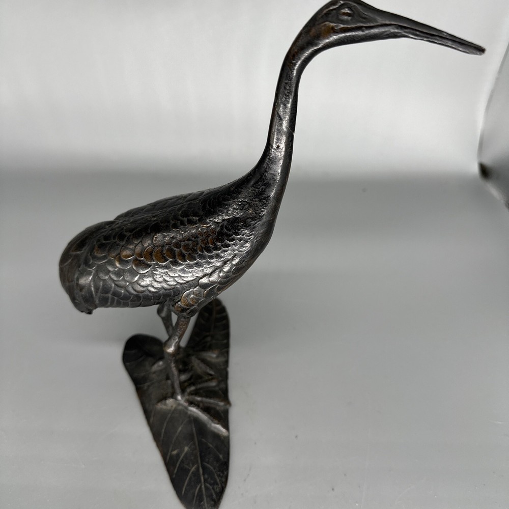 Vintage Bronze 10" Heron Crane Unsigned