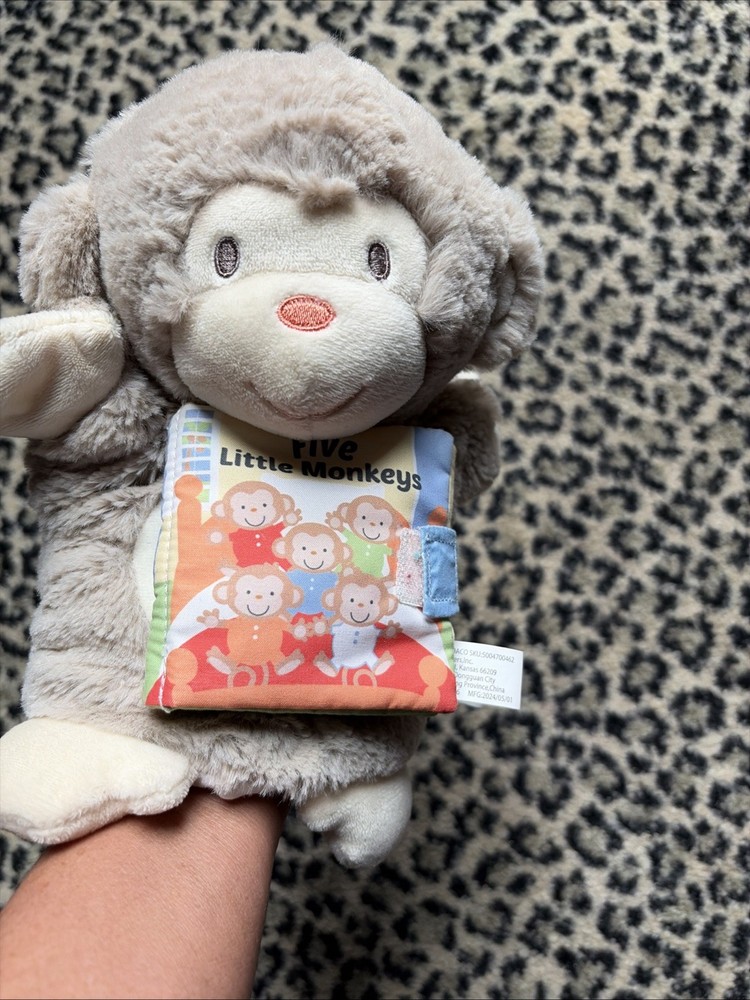 Demdaco Five Little Monkeys Plush Book/Hand Puppet 10” Interactive Education