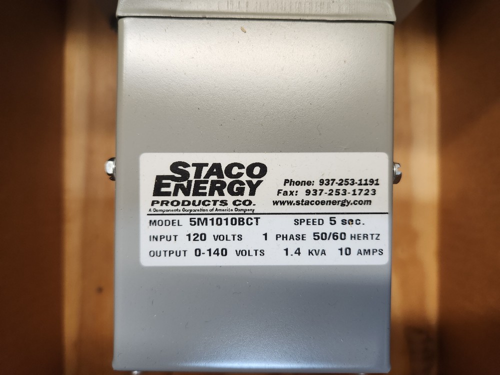 Staco Variable Transformer, Motorized, 5M1010BCT, 120VAC, 10A (Open Box, New)