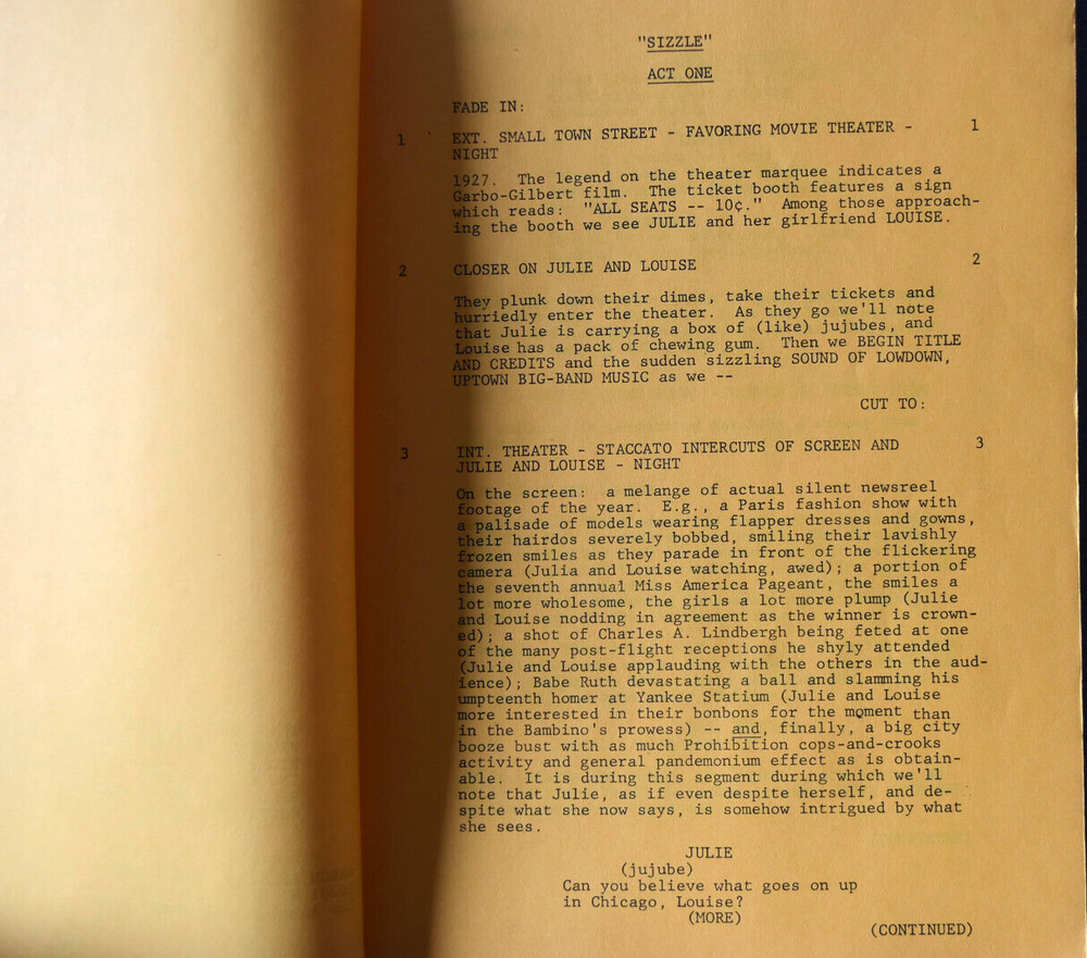 1981 " Sizzle " Original Revised Shooting Script