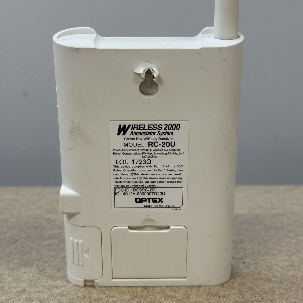 Optex Wireless 2000 Chime Box With Relay (RC-20U) & Power Supply