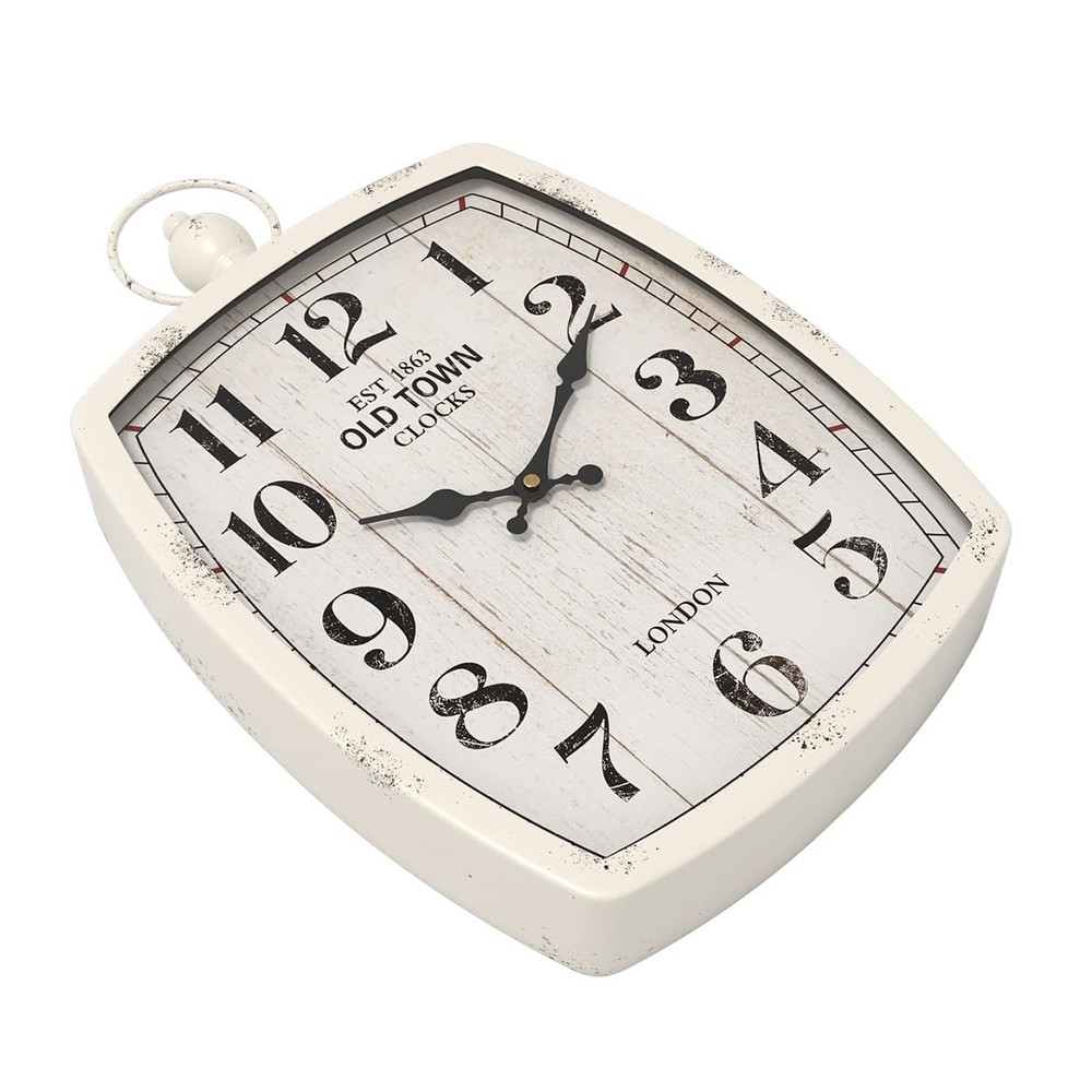 Menterry Rectangle Retro Large Wall Clock, Old-Fashioned Vintage Design, Whit...