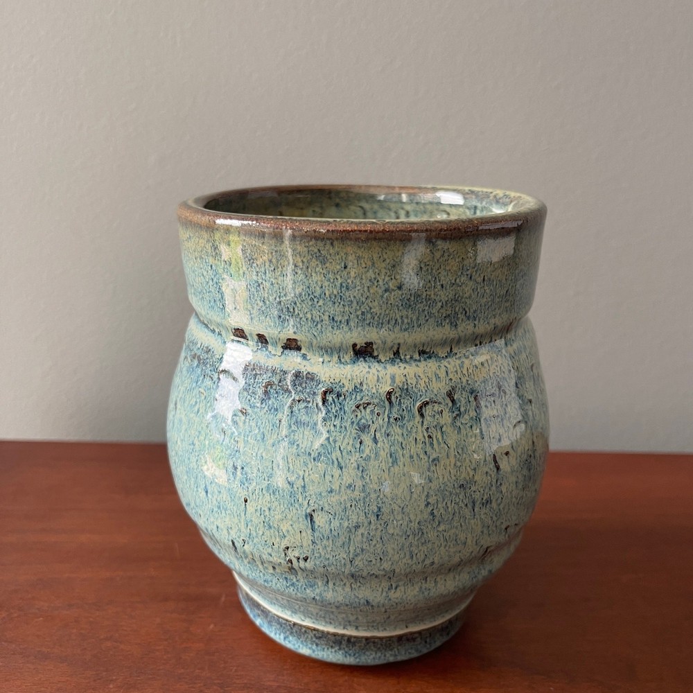 Studio Hand Made Ceramic Blue Glaze Pot