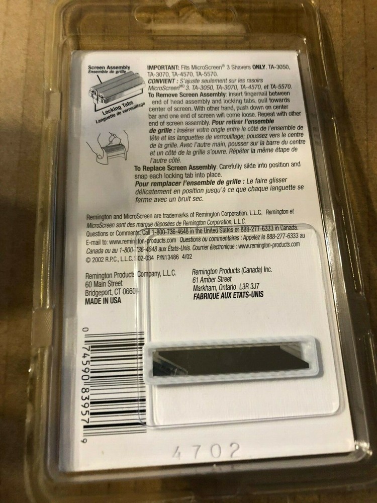 Remington MicroScreen 3 Sp-90 Shaver Replacement Screen SP90