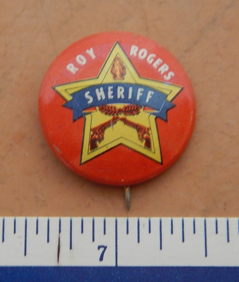 ORIGINAL 1950s POST GRAPE NUTS CEREAL - ROY ROGERS SHERIFF - PINBACK/ BUTTON